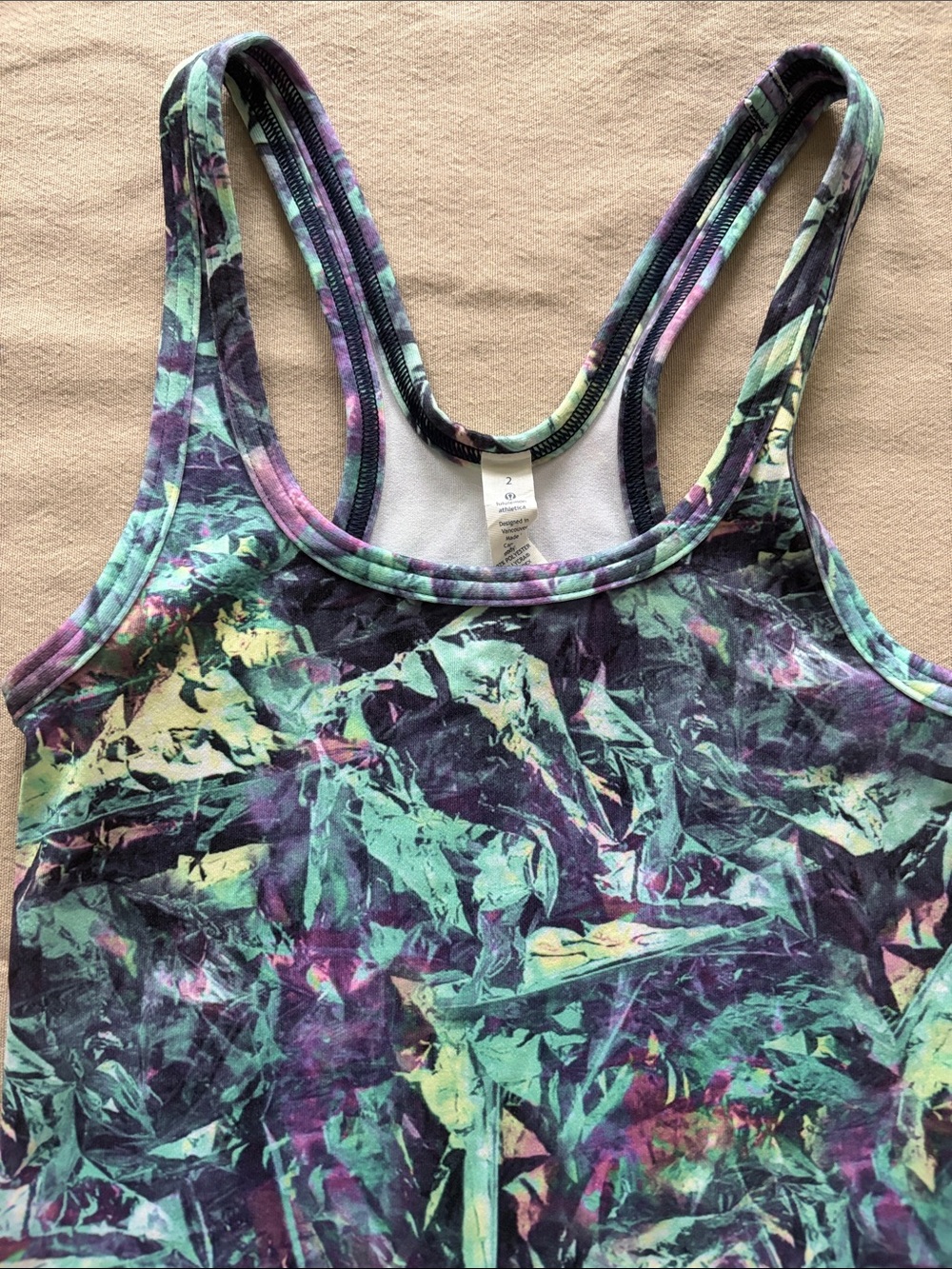 Lululemon Abstract Multi-Color Racerback Tank Top size 2 - Picture 2 of 8